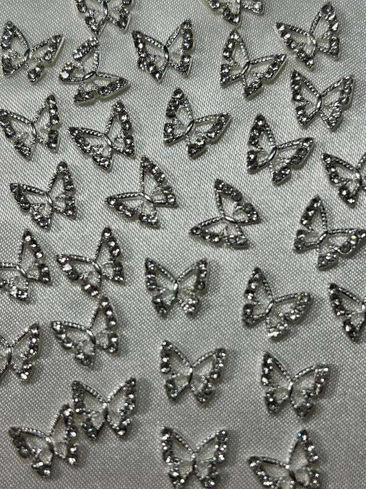 SILVER MINI BUTTERFLIES NAIL CHARMS